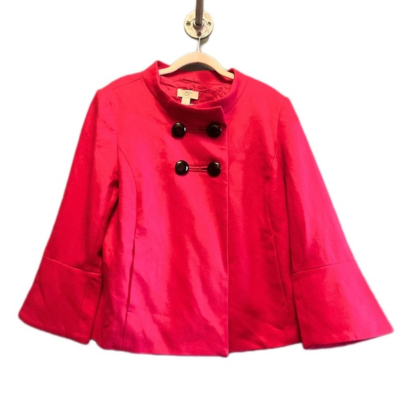 Ann Taylor Loft Women's Red Wool & Rayon Long Sleeve Button Short Coat Size M - Picture 1 of 7